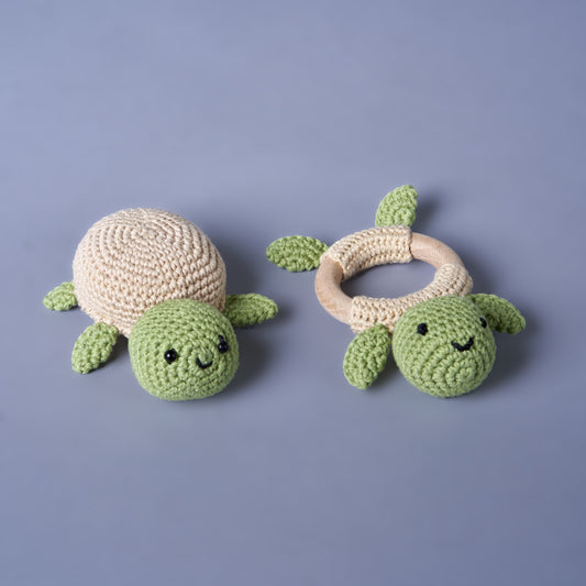 Flippy turtle teether and rattle combo